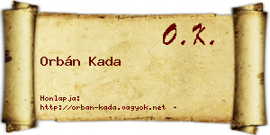 Orbán Kada névjegykártya